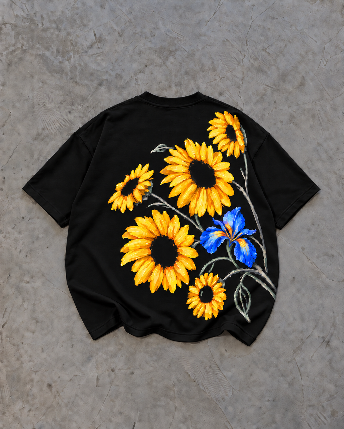 Royal blue Sunflower Oversized Tee