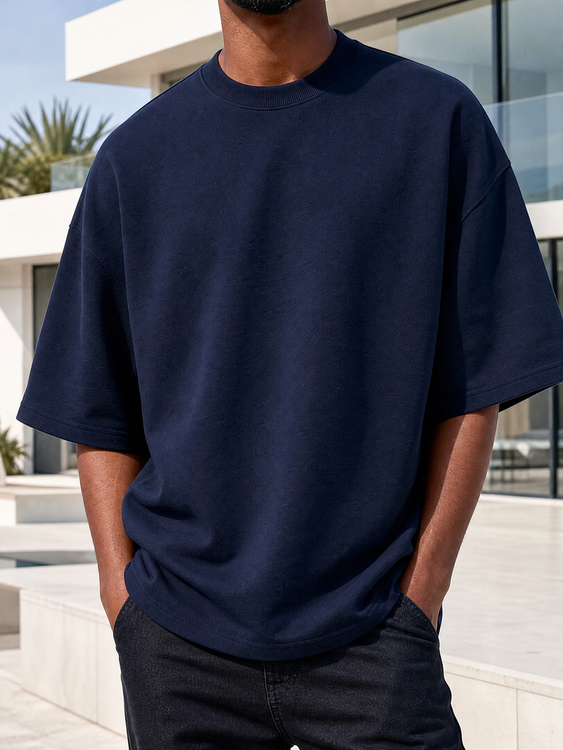 Navy Solid Oversized Tee
