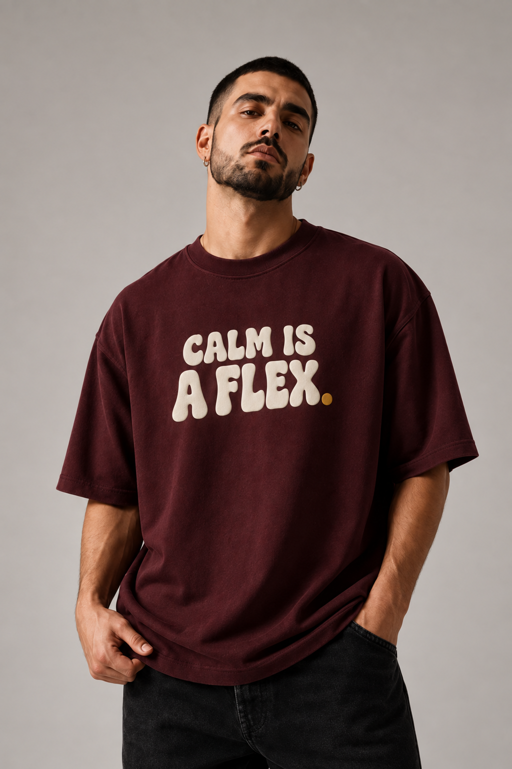 Calm Is A Flex Oxblood Premium Oversized T-Shirt