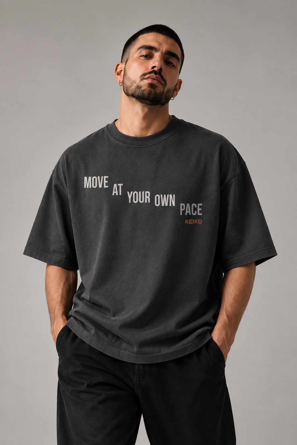 Measured Motion Slate Grey Premium Oversized T-Shirt