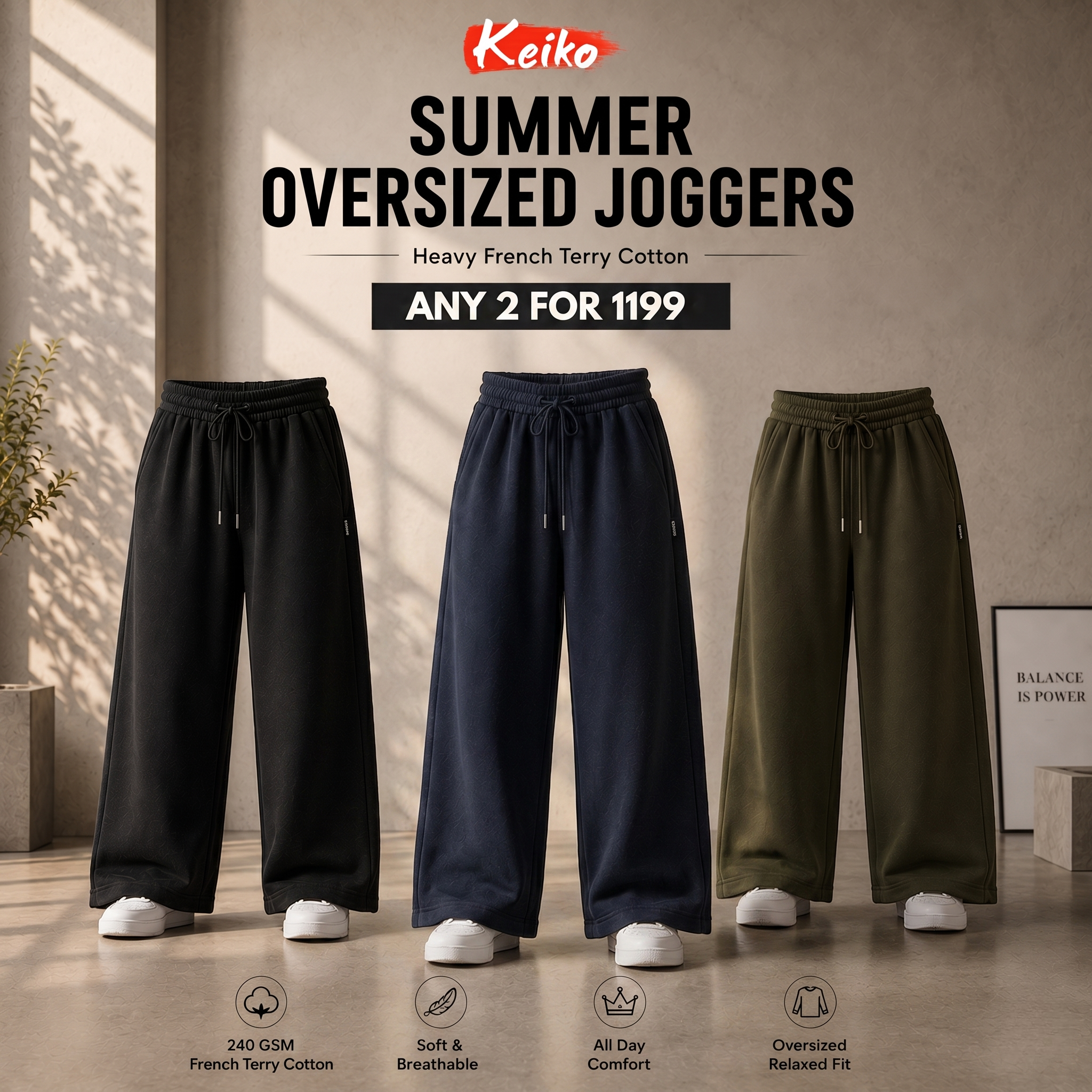 2 SUMMER RELAXED FIT JOGGERS