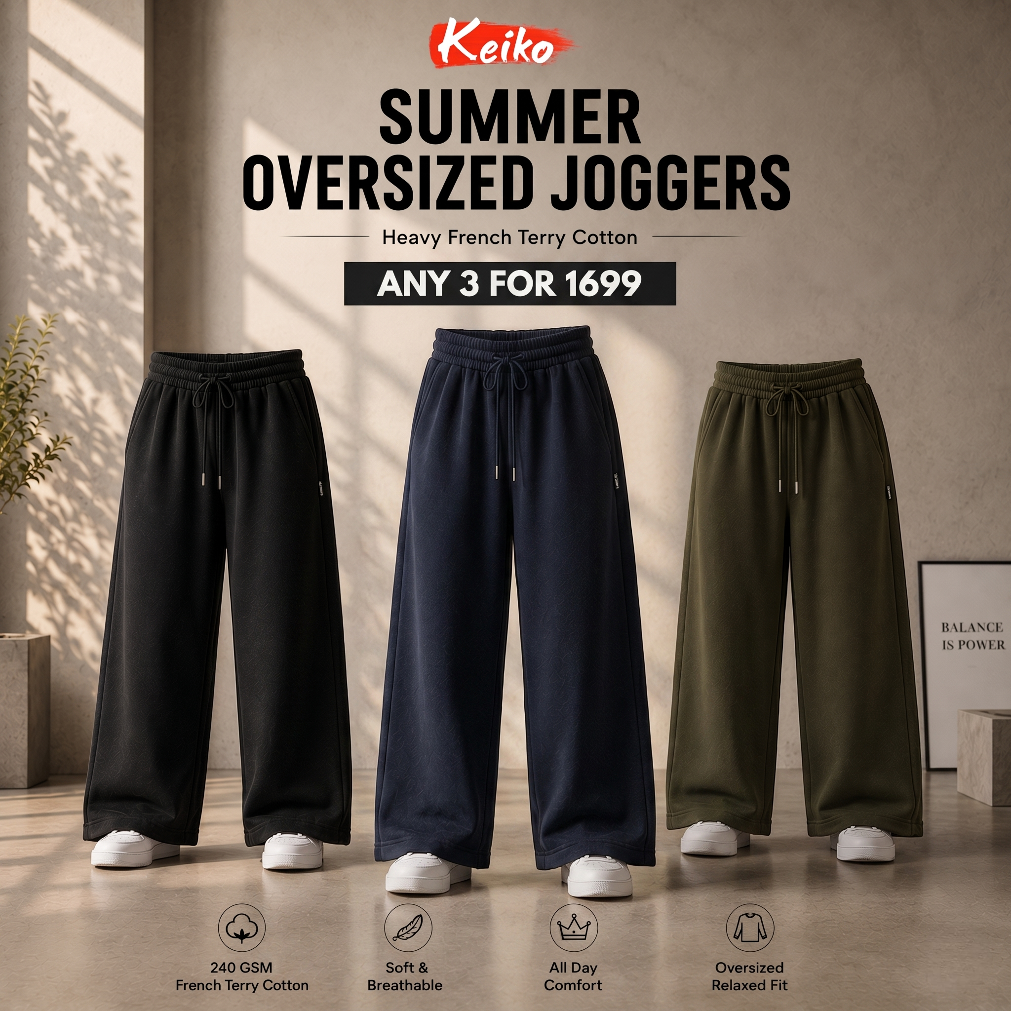 3 SUMMER RELAXED FIT JOGGERS