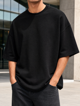 Black Solid Oversized Tee 1