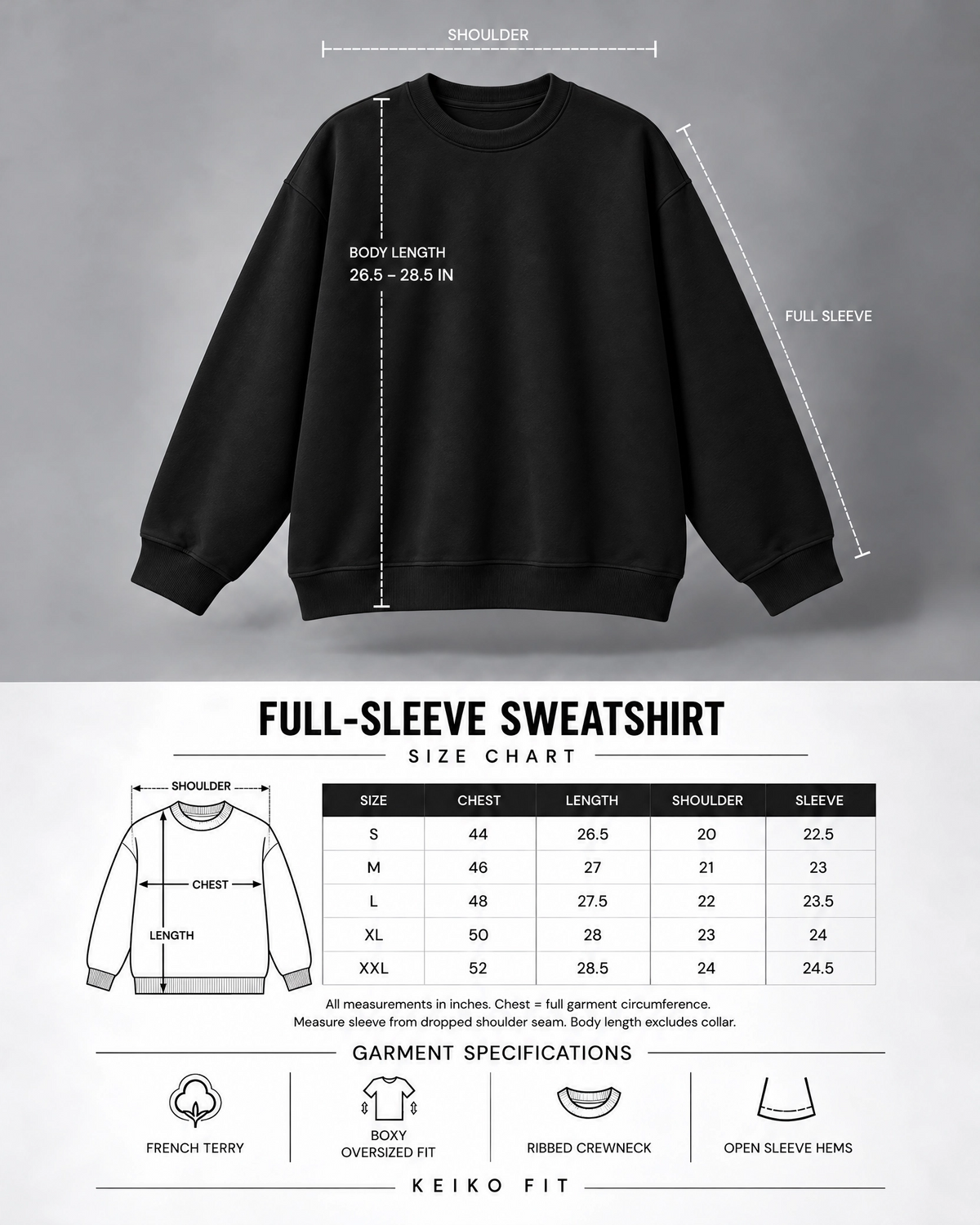 Black Oversized Crewneck Sweatshirt