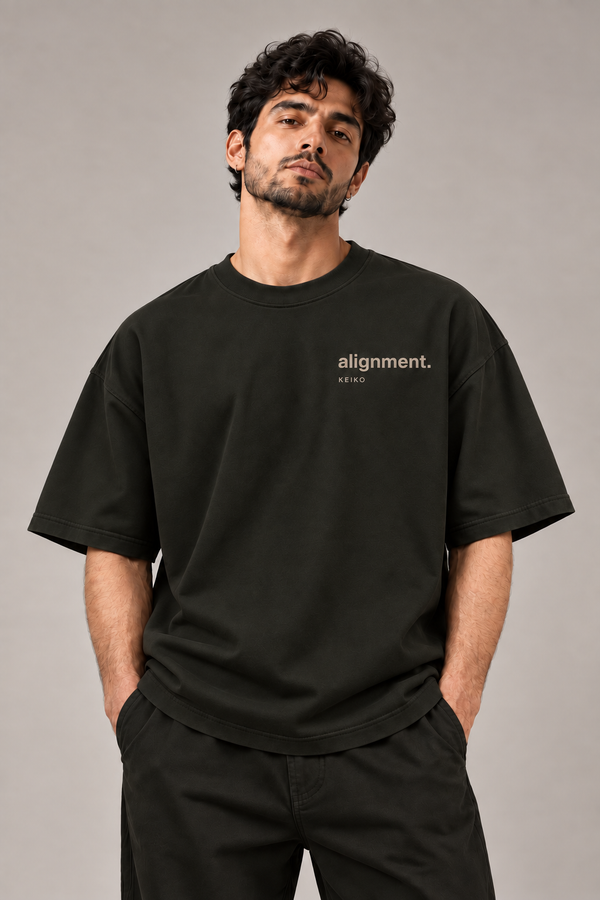Alignment Dark Olive Premium Oversized T-Shirt — front