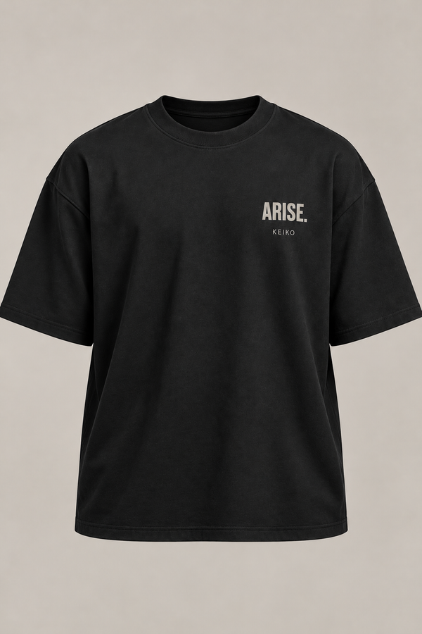 Arise Black Premium Oversized T-Shirt — detail