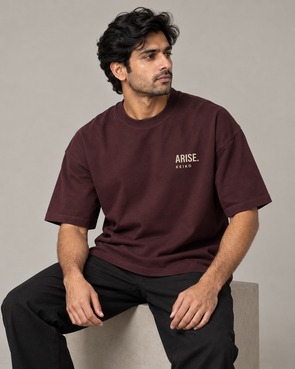 Arise Oxblood Premium Oversized T-Shirt — styled fit