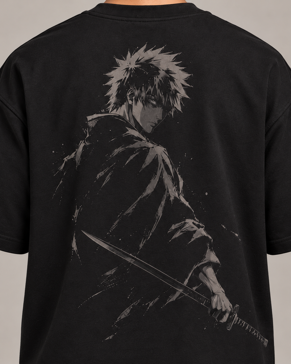 Bankai Carbon Black Premium Oversized T-Shirt — detail