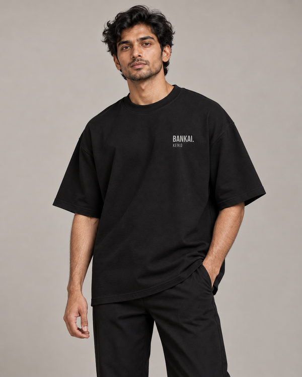 Bankai Carbon Black Premium Oversized T-Shirt — styled fit