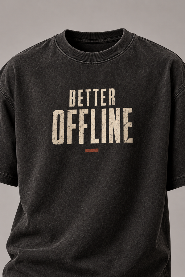 Better Offline Charcoal Premium Oversized T-Shirt — detail
