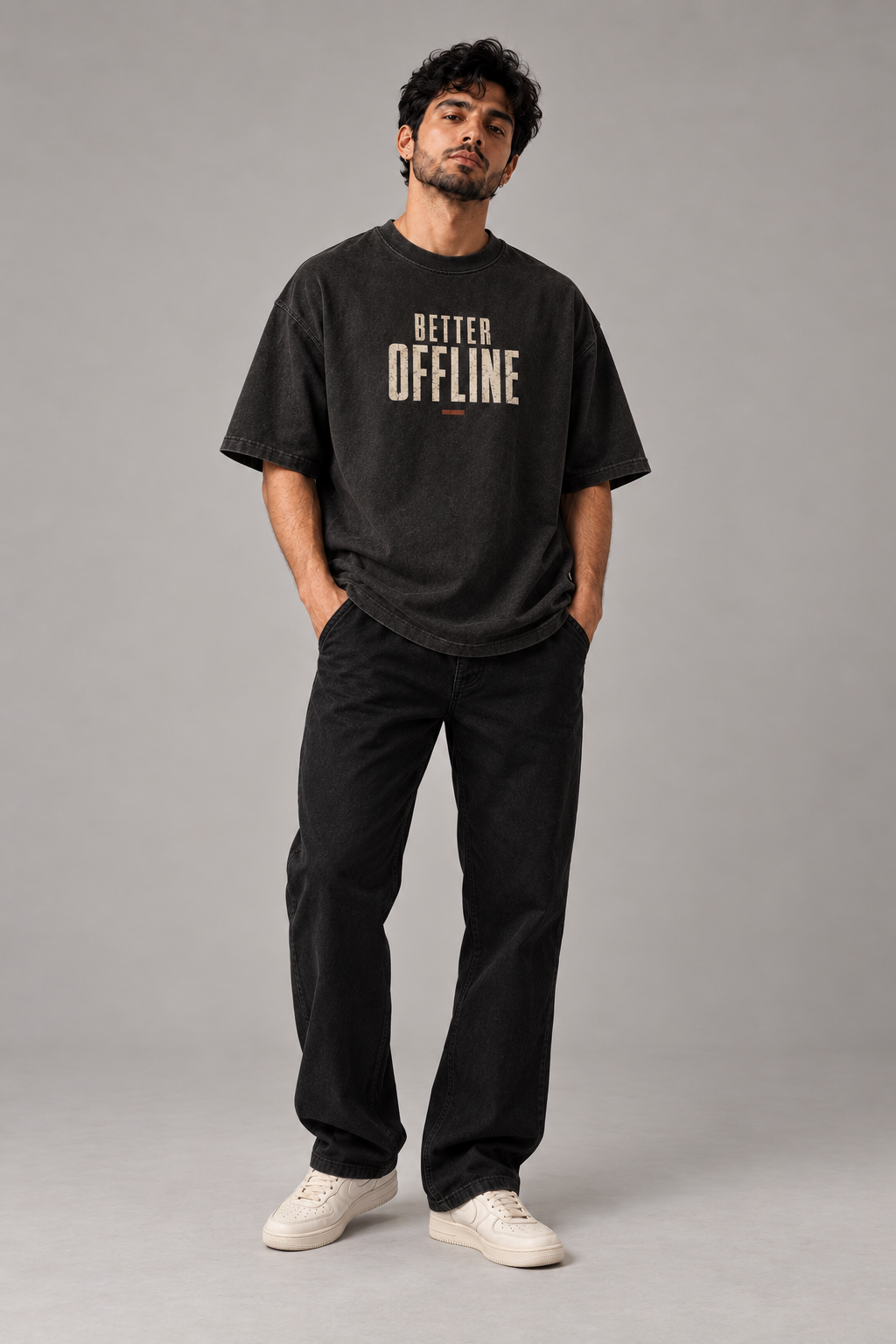 Better Offline Charcoal Premium Oversized T-Shirt