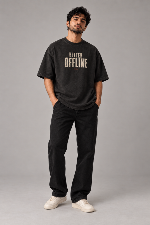 Better Offline Charcoal Premium Oversized T-Shirt — styled fit