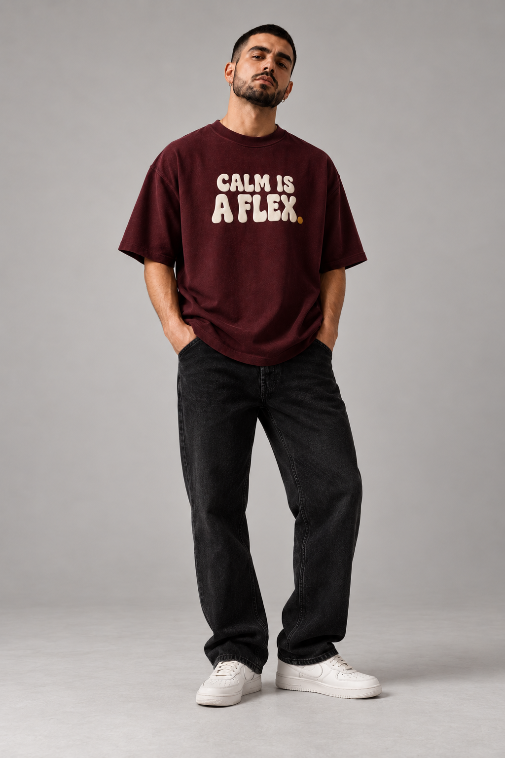Calm Is A Flex Oxblood Premium Oversized T-Shirt