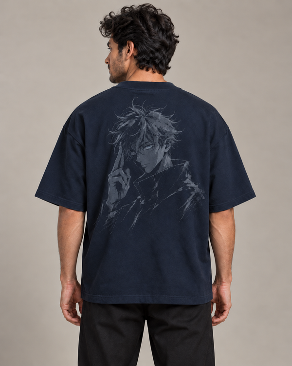 Domain Expansion Navy Premium Oversized T-Shirt — back
