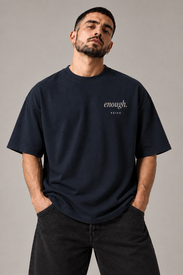 Enough Ink Navy Premium Oversized T-Shirt — front