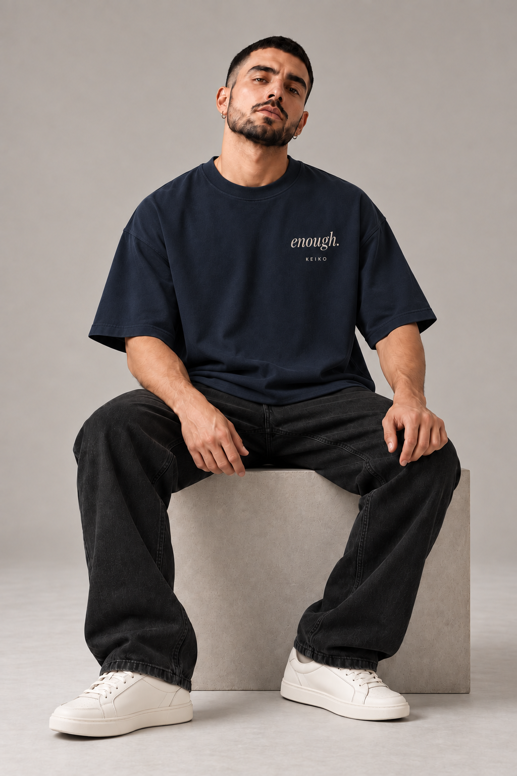 Enough Ink Navy Premium Oversized T-Shirt