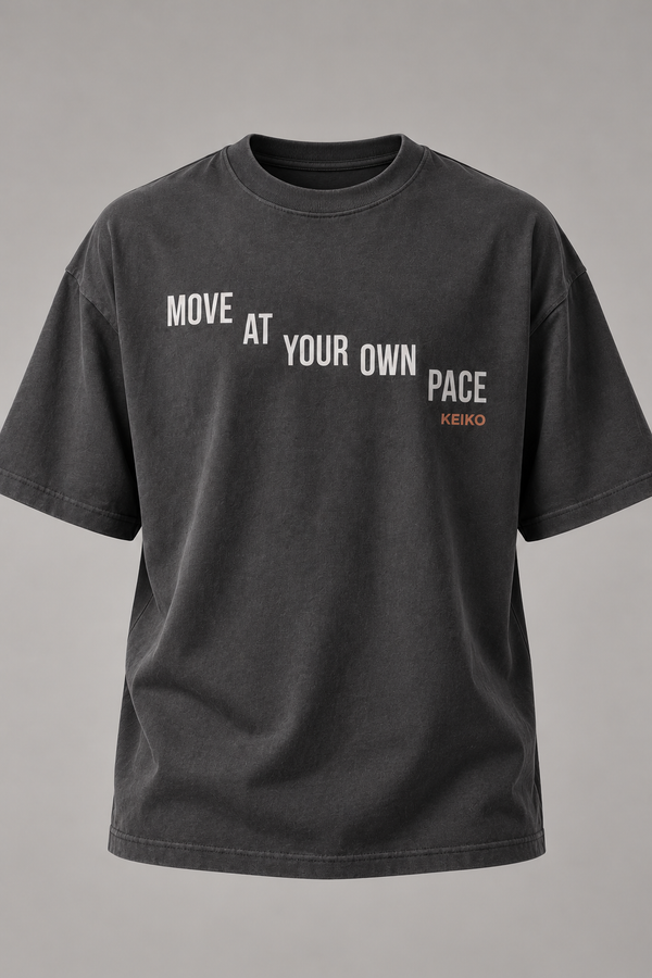 Measured Motion Slate Grey Premium Oversized T-Shirt — detail