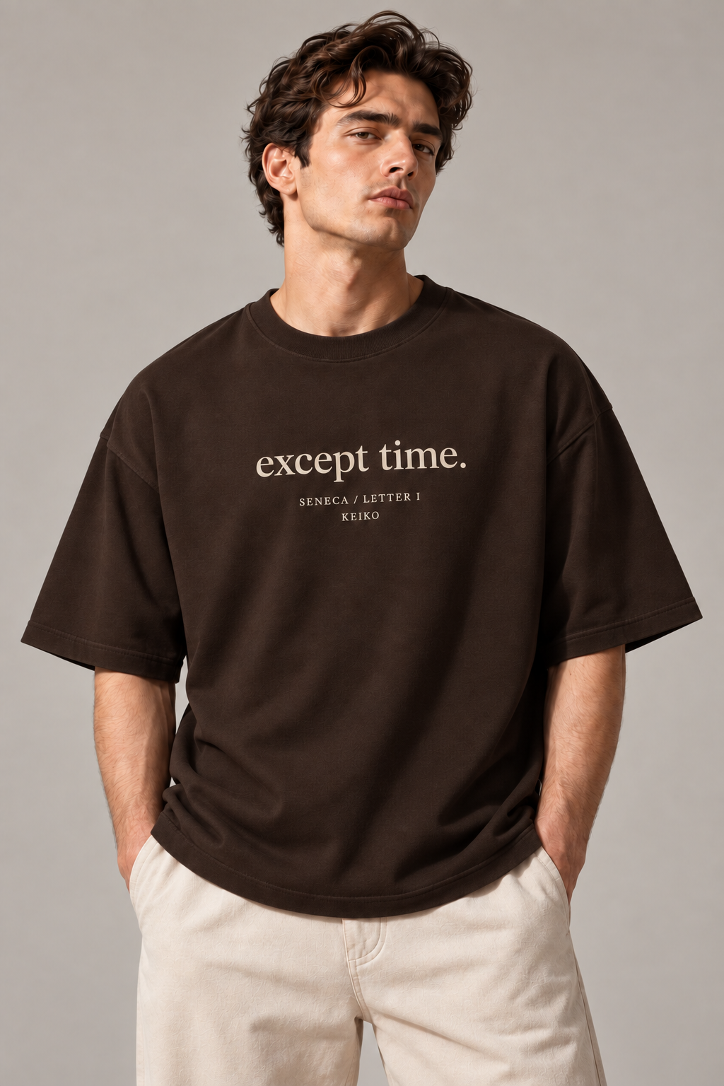 Only Time Espresso Premium Oversized T-Shirt