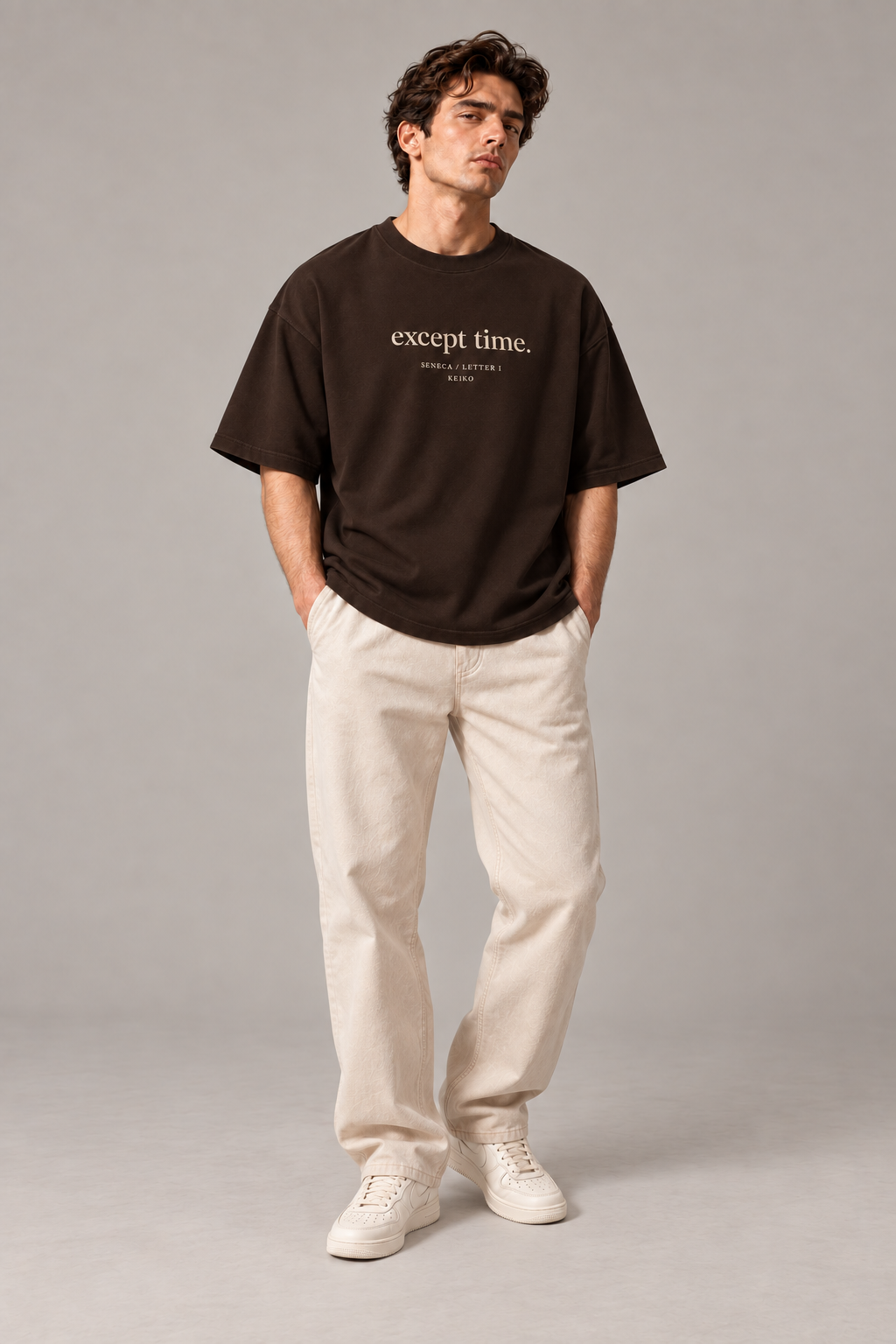 Only Time Espresso Premium Oversized T-Shirt