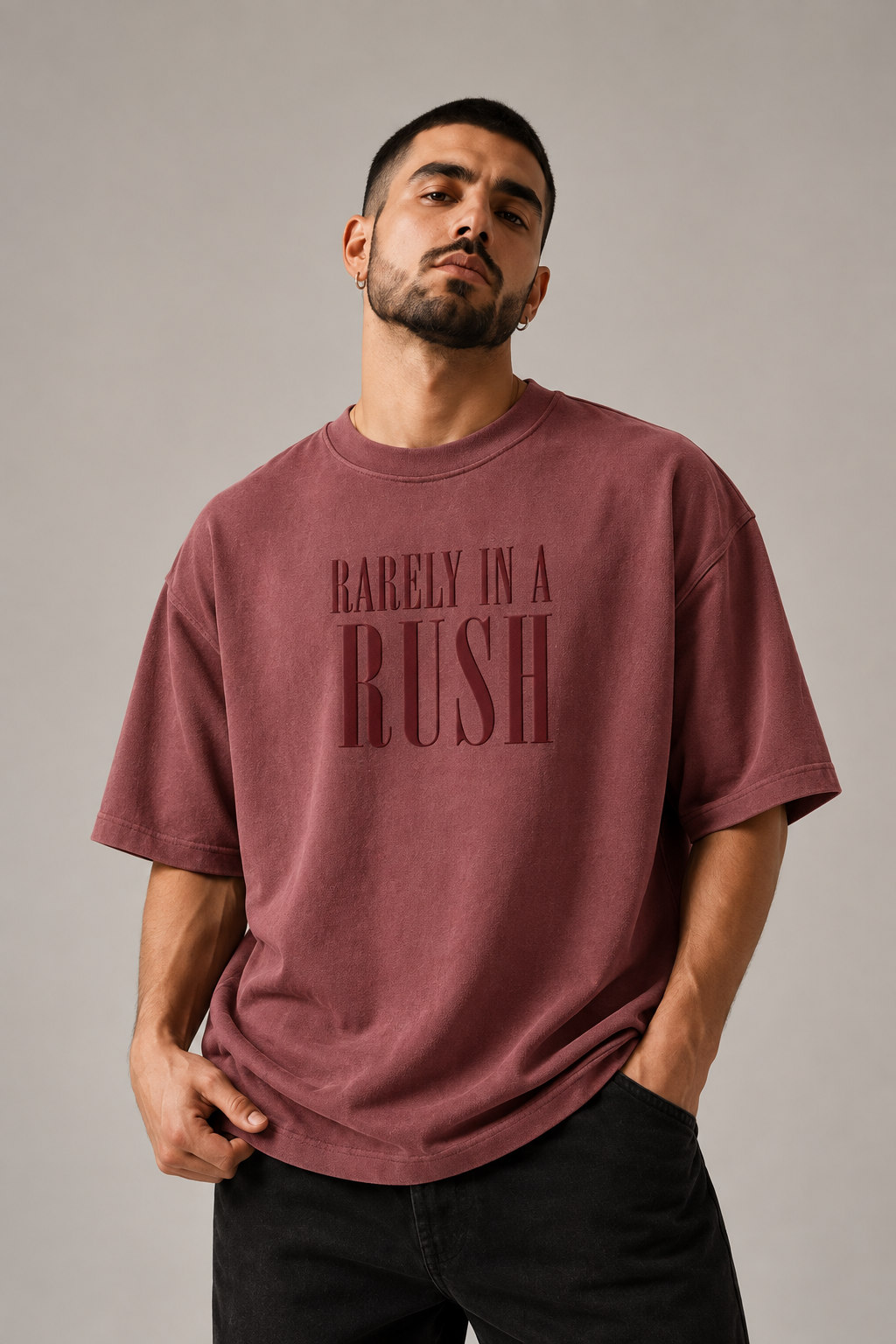 Rarely In A Rush Smoked Rose Premium Oversized T-Shirt