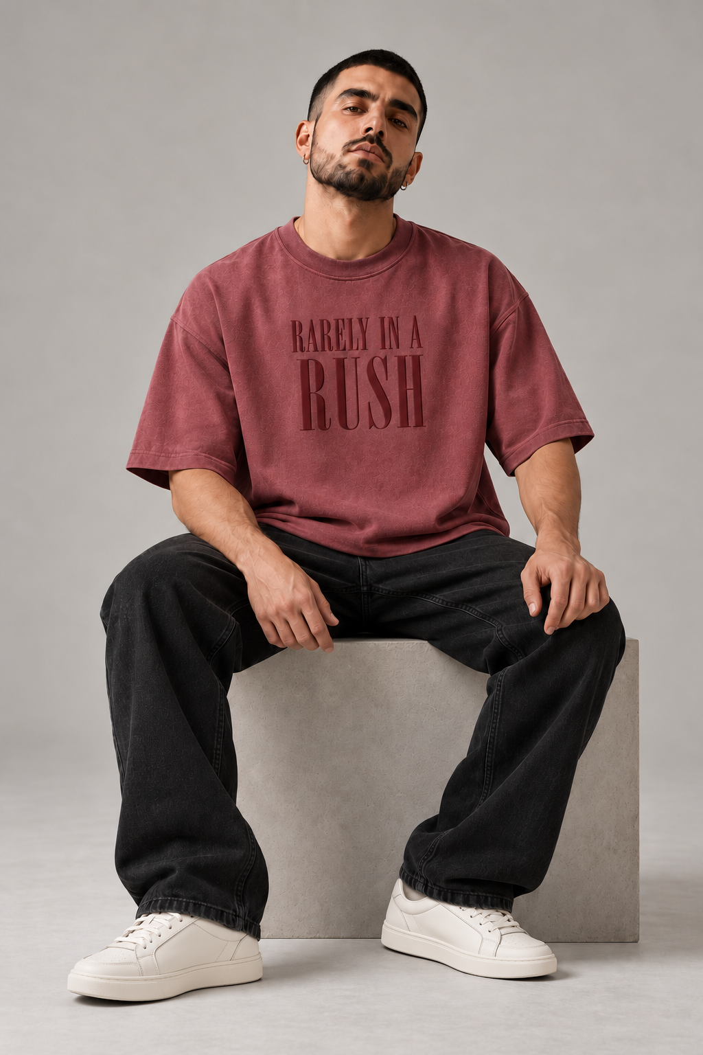 Rarely In A Rush Smoked Rose Premium Oversized T-Shirt