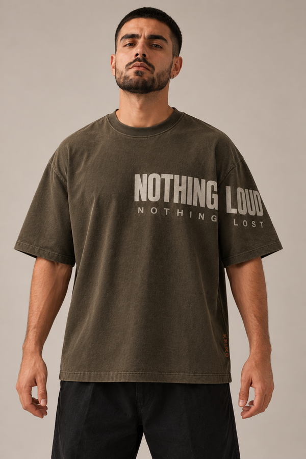 Side Language Olive Premium Oversized T-Shirt — front