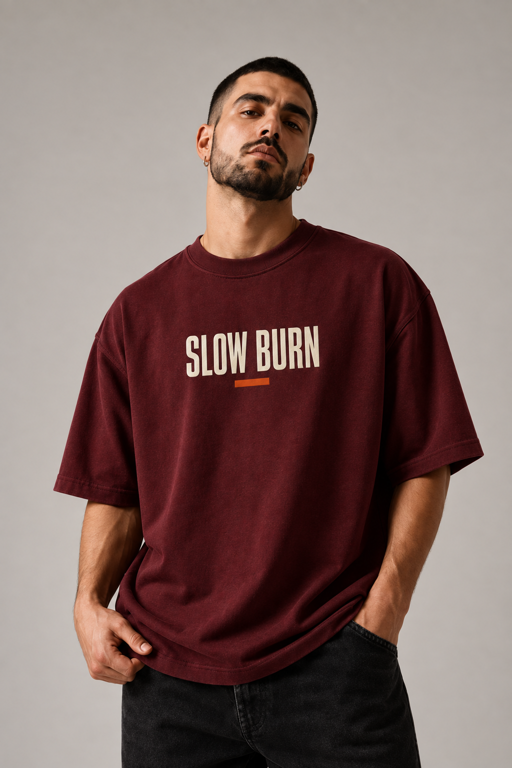 Slow Burn Oxblood Premium Oversized T-Shirt