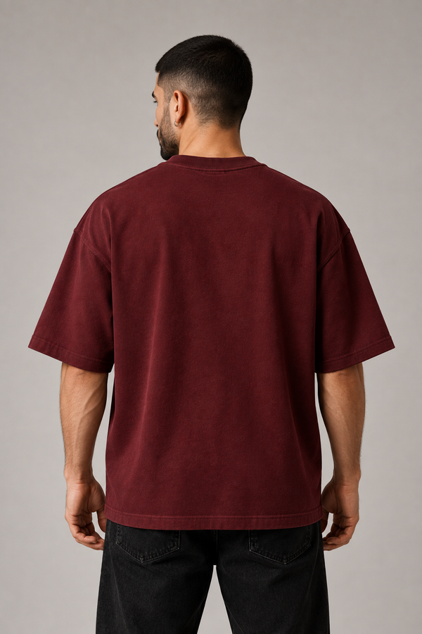 Slow Burn Oxblood Premium Oversized T-Shirt — back