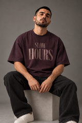 Slow Hours Deep Plum Premium Oversized T-Shirt 4
