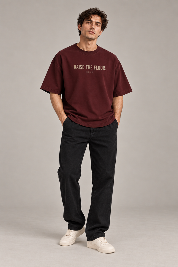Standards Oxblood Premium Oversized T-Shirt — styled fit