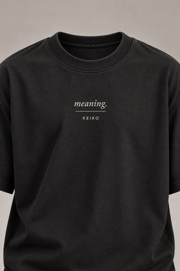 The Meaning Changes Charcoal Premium Oversized T-Shirt — detail