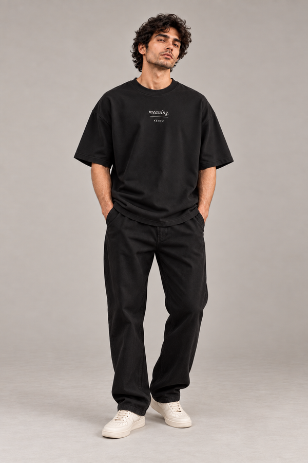 The Meaning Changes Charcoal Premium Oversized T-Shirt — styled fit