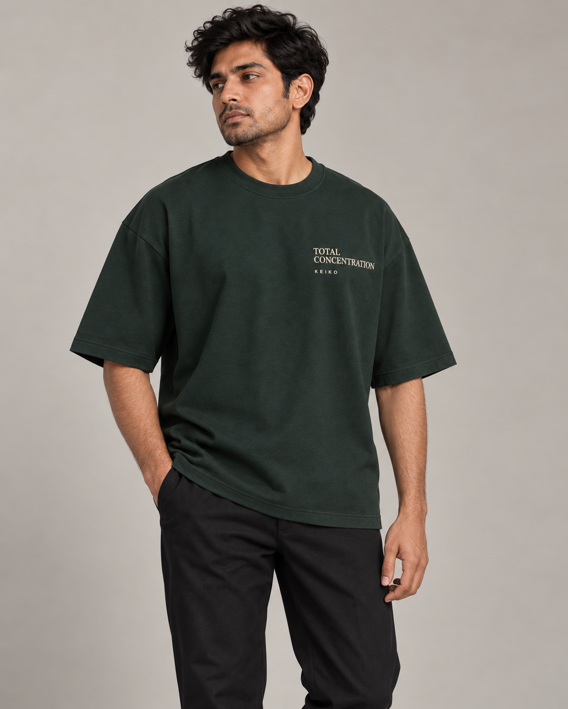 Total Concentration Forest Green Premium Oversized T-Shirt
