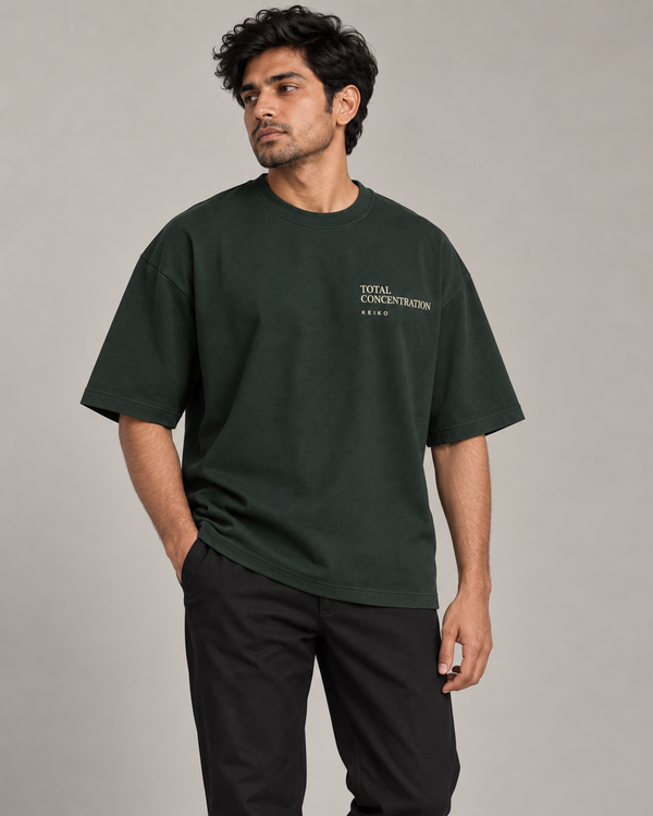Total Concentration Forest Green Premium Oversized T-Shirt — styled fit
