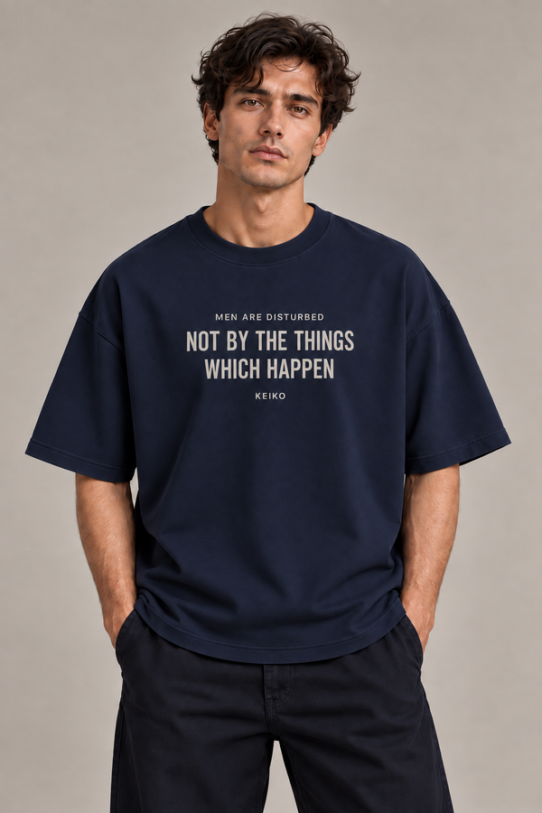What Happens Ink Navy Premium Oversized T-Shirt — front