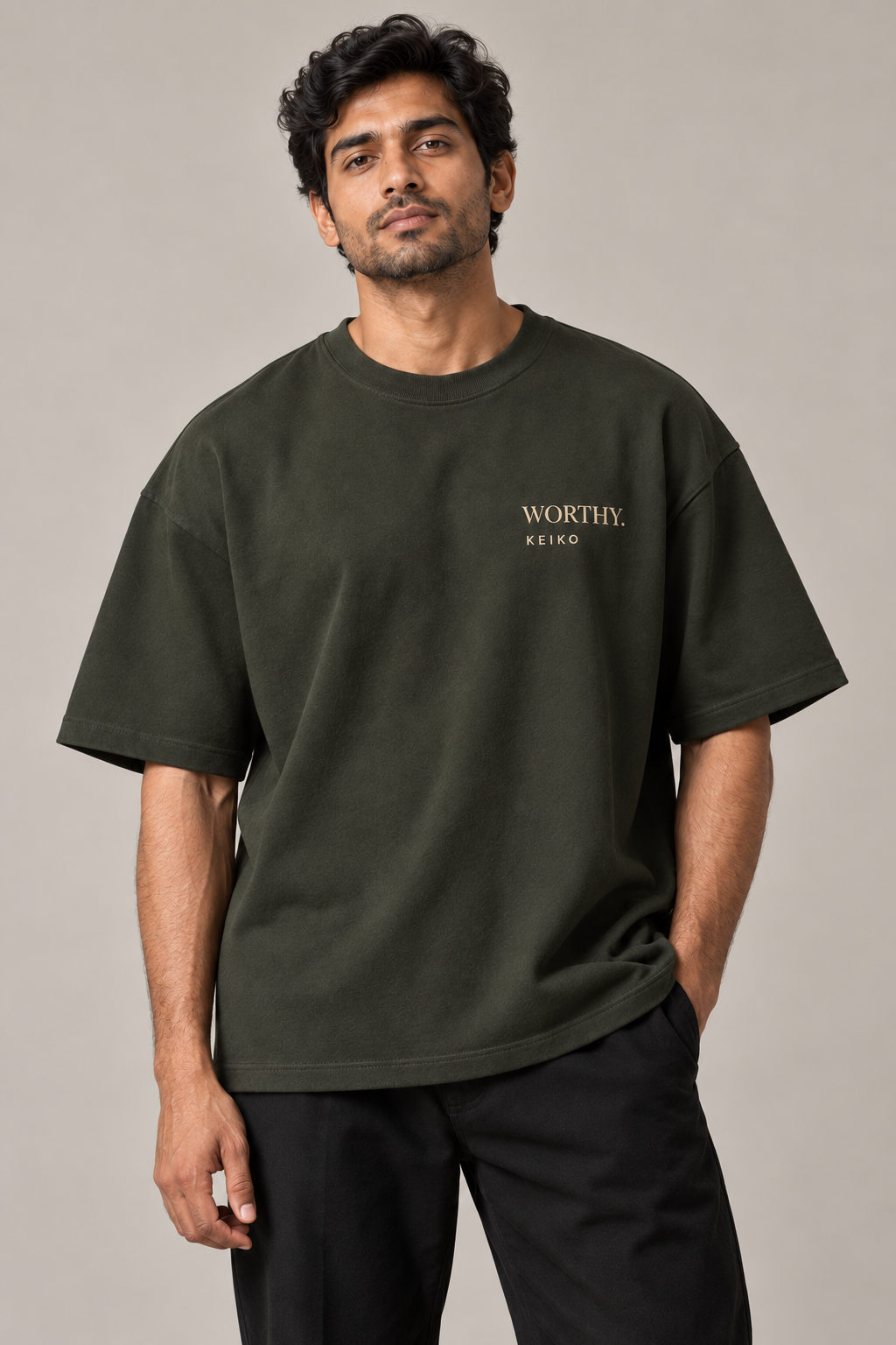 Worthy Dark Olive Premium Oversized T-Shirt