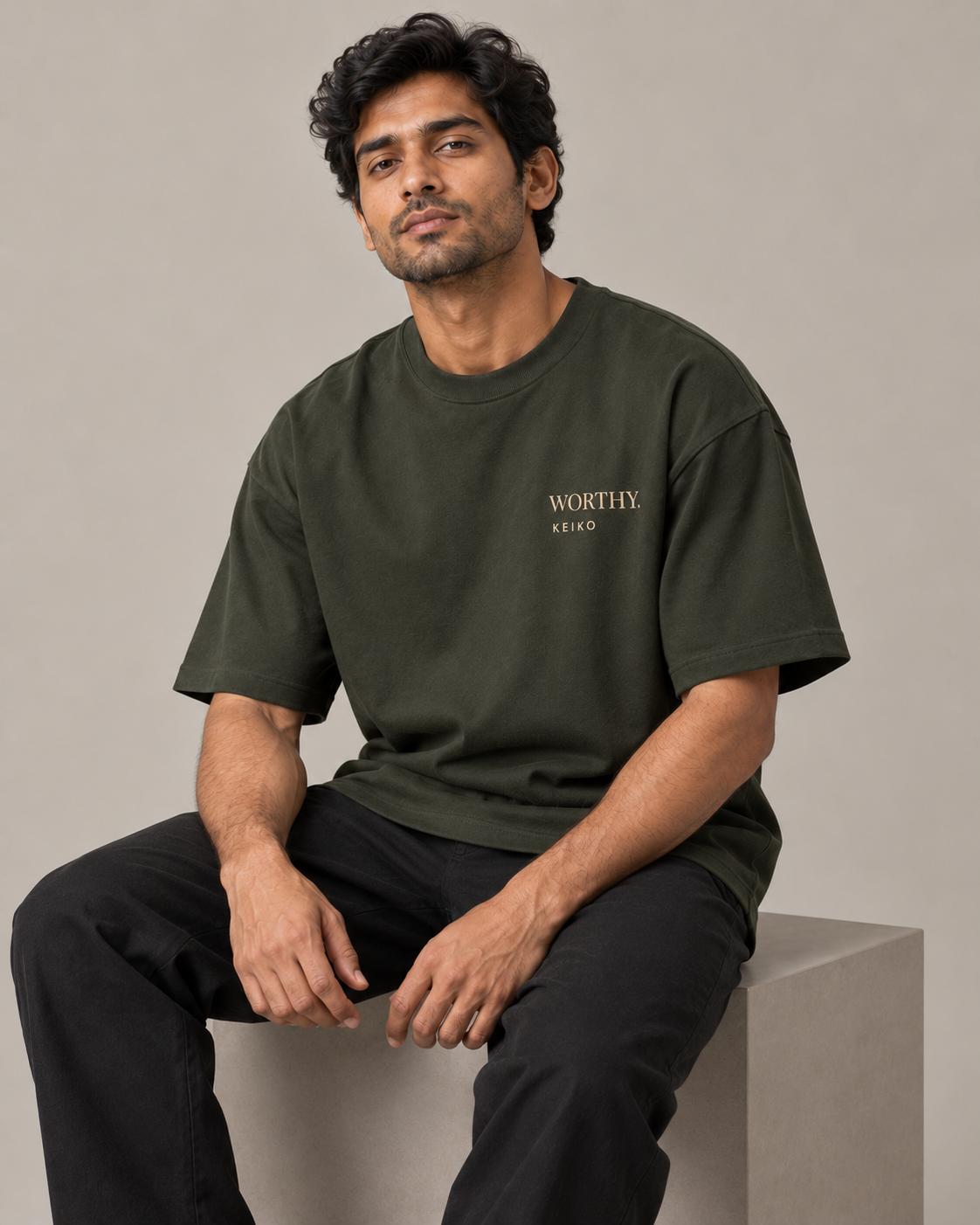 Worthy Dark Olive Premium Oversized T-Shirt