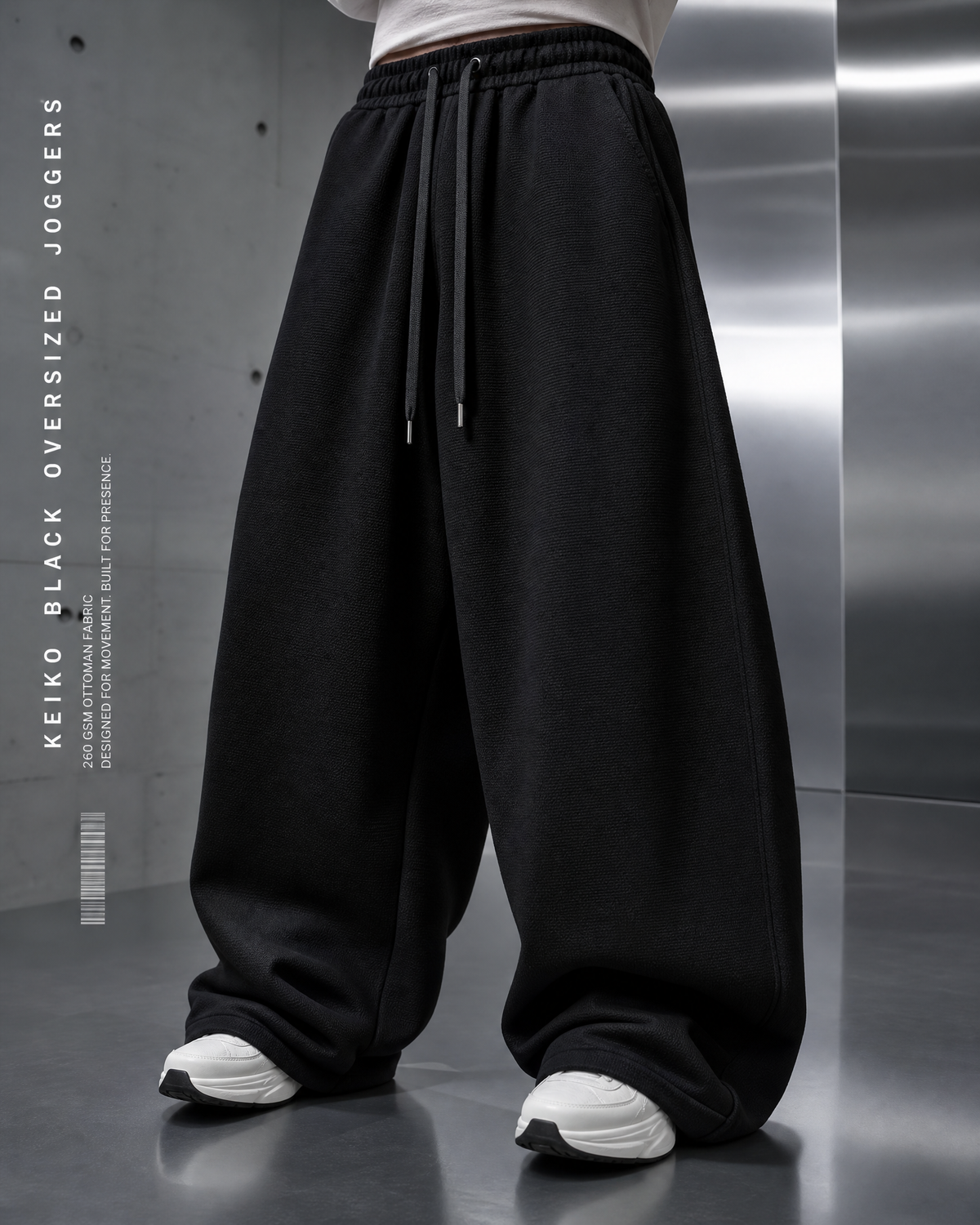 BLACK BAGGY JOGGERS - RELAXED