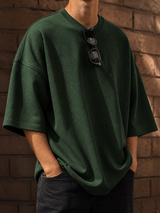 Dark Green Solid Oversized Tee 2