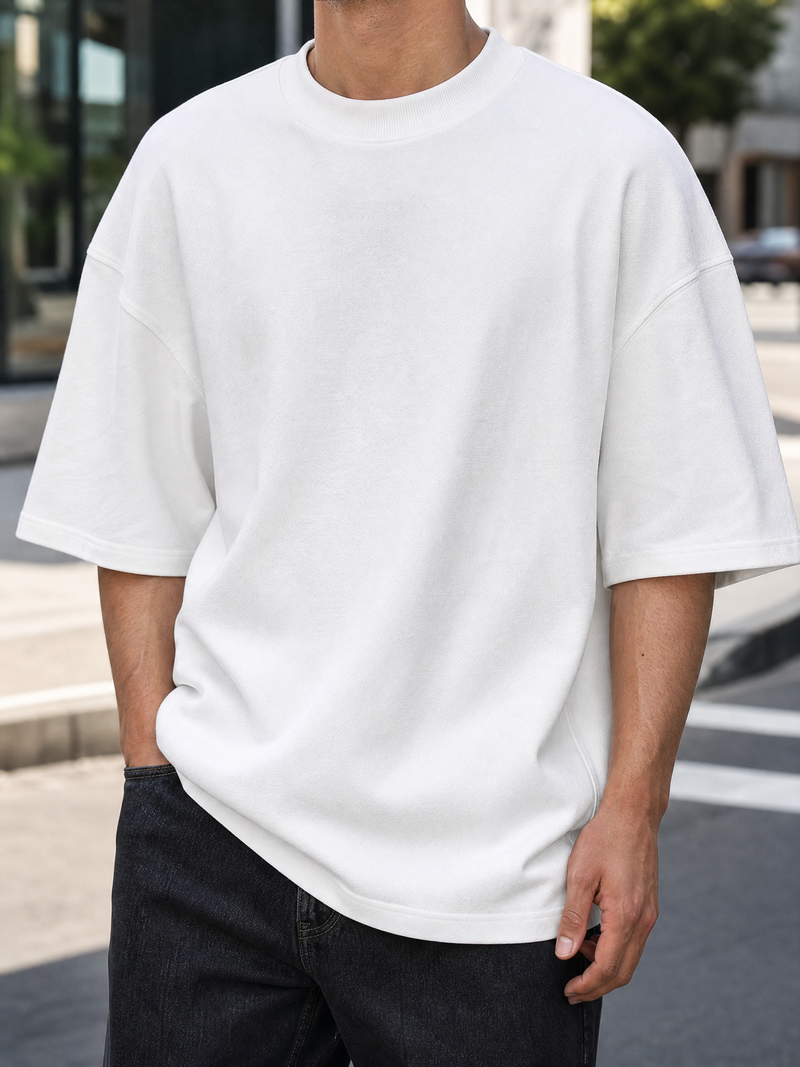 White Solid Oversized Tee